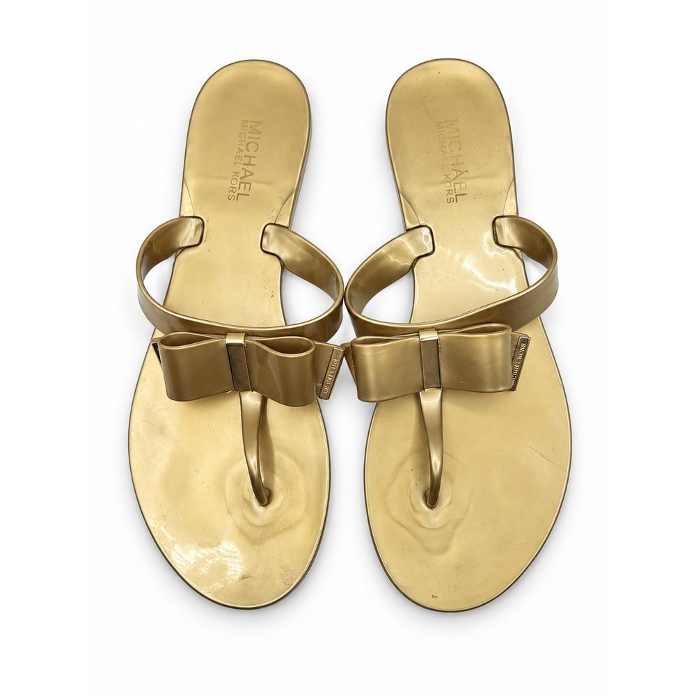 Michael Kors Gold Jelly Bow Sandals Size 10.5